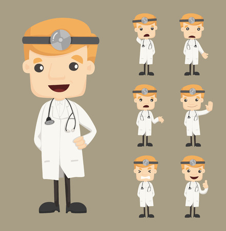 Set of doctor characters poses , eps10 vector formatのイラスト素材