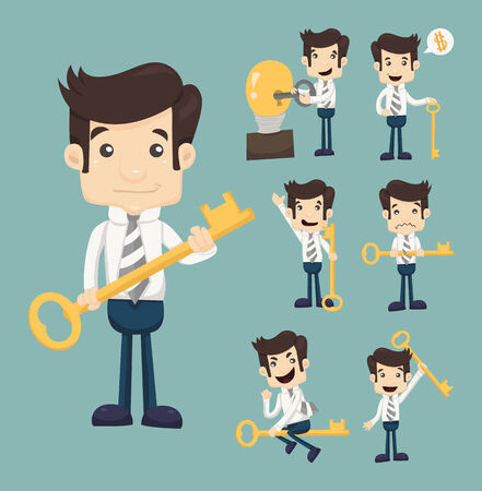 Set of businessman with keyのイラスト素材