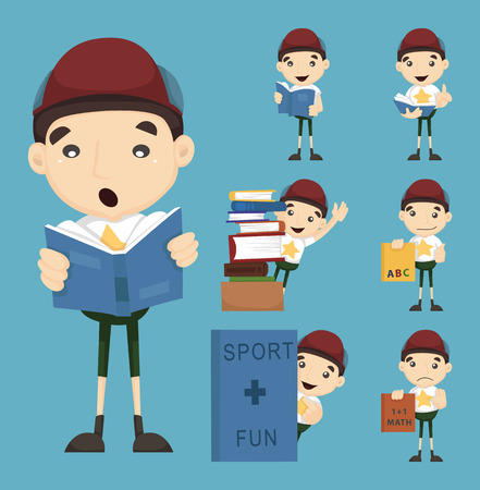 Set of boy learning icon  のイラスト素材