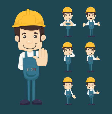 Set of engineer characters posesのイラスト素材