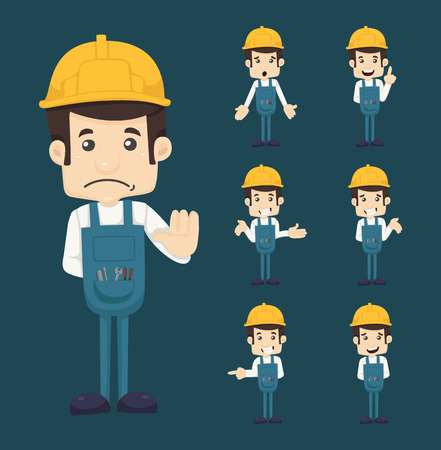 Set of engineer characters posesのイラスト素材
