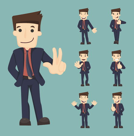 Set of businessman characters posesのイラスト素材