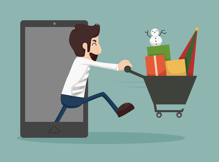 Businessman online shopping, e-commerce concept のイラスト素材