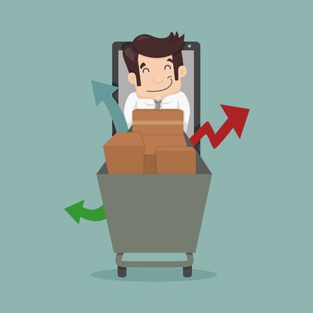 Businessman online shopping, e-commerce conceptのイラスト素材