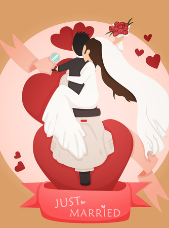 Just married wedding invitation card design のイラスト素材