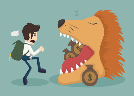 Businessman steal money from lion  のイラスト素材