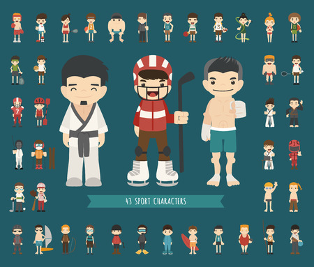 Set of 43 Sport characters , eps10 vector formatのイラスト素材