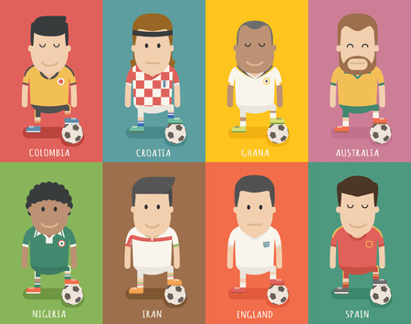 Set of national soccer team uniform , football player  のイラスト素材