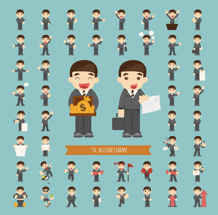 Set of businessman character , eps10 vector formatのイラスト素材
