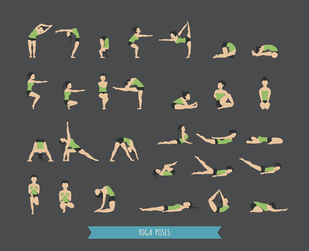 Set of yoga poses , eps10 vector formatのイラスト素材