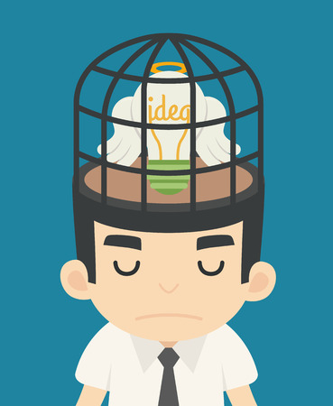 Businessman idea inside the birdcage , eps10 vector formatのイラスト素材