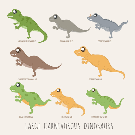 Set of Large carnivorous dinosaursのイラスト素材