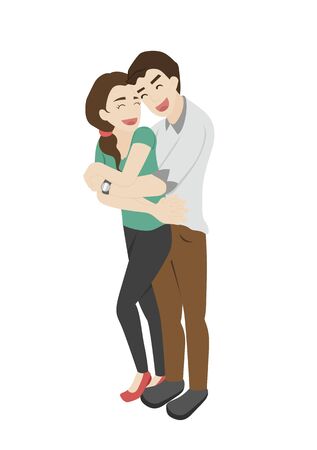 Happy couple huggingのイラスト素材