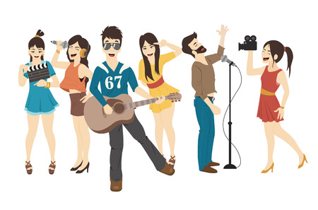 Set of Singer and musiciansのイラスト素材