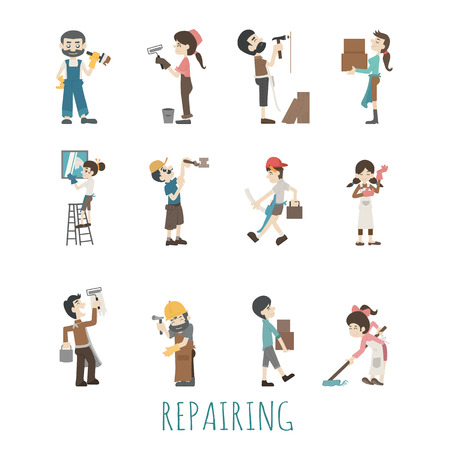 Illustrations of house repairのイラスト素材