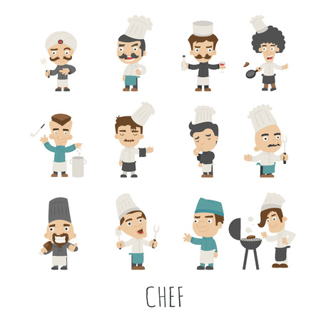 Set of chef costume characters , vector formatのイラスト素材