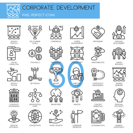 corporate development , thin line icons setのイラスト素材