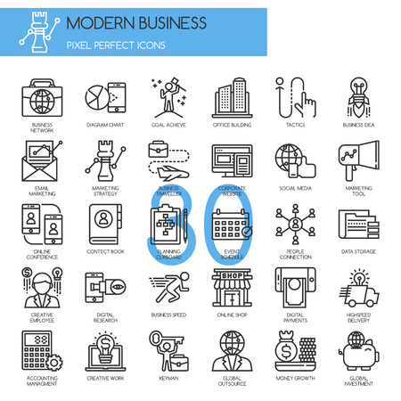 Modern business , thin line icons setのイラスト素材