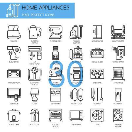 Home Appliances , thin line icons set ,pixel perfect iconsのイラスト素材