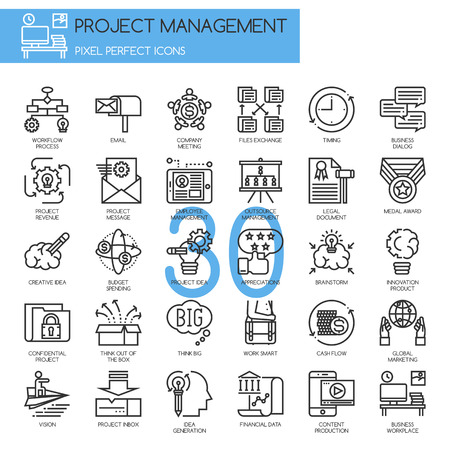 Project management , thin line icons setのイラスト素材