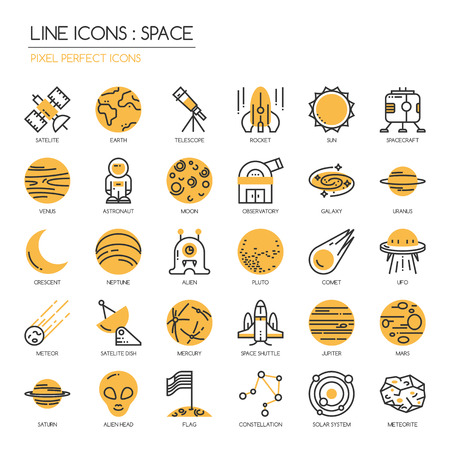 Space , thin line icons set ,pixel perfect iconのイラスト素材