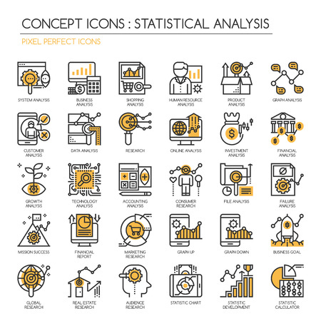 Statistical and Analysis Icon, Thin Line and Pixel Perfect Iconsのイラスト素材