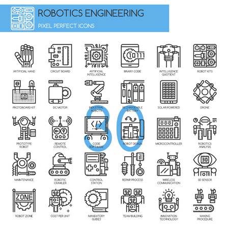 Robotics engineering , Thin Line and Pixel Perfect Iconsのイラスト素材