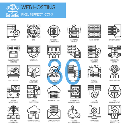 Web hosting , Thin Line and Pixel Perfect Iconsのイラスト素材