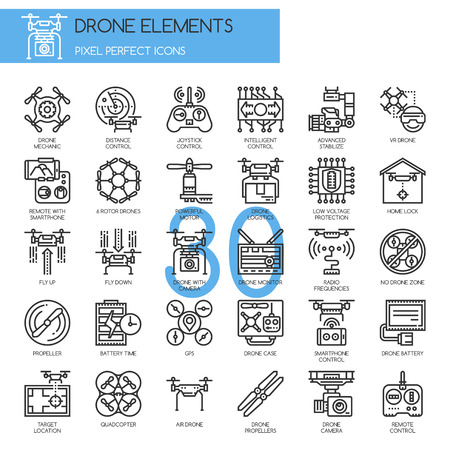 Drone Elements , Thin Line and Pixel Perfect Iconsのイラスト素材