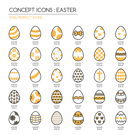 Easter , thin line icons set , Pixel Perfect Iconsのイラスト素材