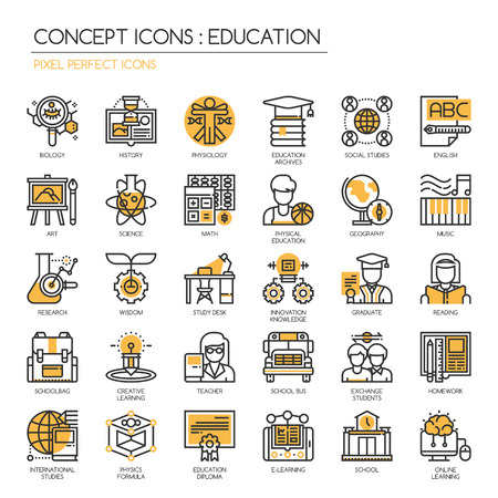 Education , Thin Line and Pixel Perfect Iconsのイラスト素材