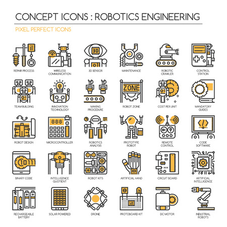 Robotics engineering , Thin Line and Pixel Perfect Iconsのイラスト素材