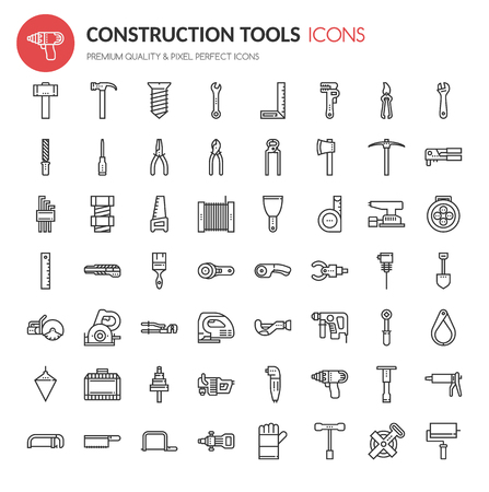 Construction tools , Thin Line and Pixel Perfect Iconsのイラスト素材