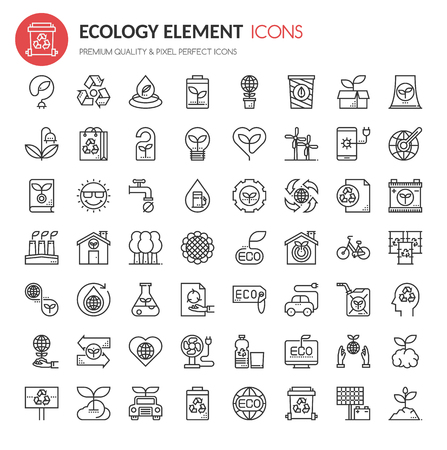 Ecology Elements , Thin Line and Pixel Perfect Iconsのイラスト素材
