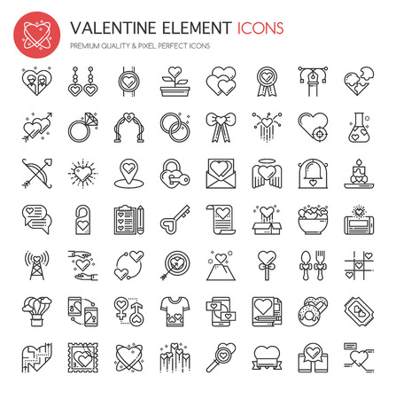 Valentine Element Icons, Thin Line and Pixel Perfect Iconsのイラスト素材