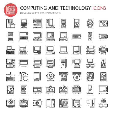 Computing and Technology , Thin Line and Pixel Perfect Iconsのイラスト素材
