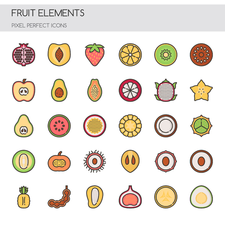 Fruit , Thin Line and Pixel Perfect Iconsのイラスト素材