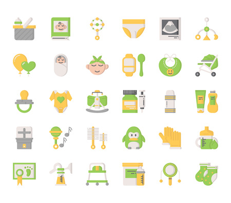Baby Elements  , Thin Line and Pixel Perfect Iconsのイラスト素材