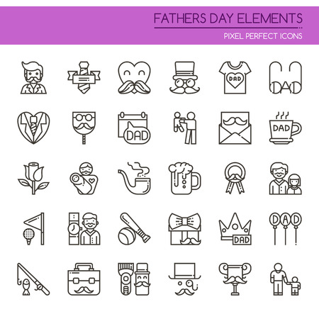 Fathers Day Elements , Thin Line and Pixel Perfect Iconsのイラスト素材