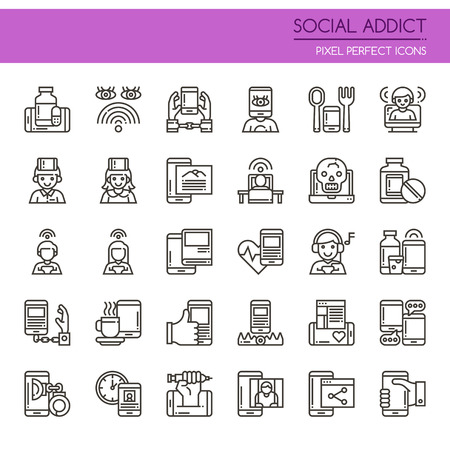 Social Addict Elements , Thin Line and Pixel Perfect Iconsのイラスト素材