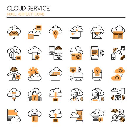 Cloud Service , Thin Line and Pixel Perfect Iconsのイラスト素材