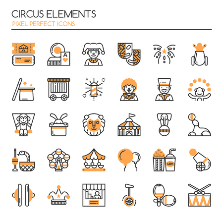 Circus Elements , Thin Line and Pixel Perfect Iconsのイラスト素材