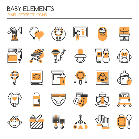 Baby Elements , Thin Line and Pixel Perfect Iconsのイラスト素材