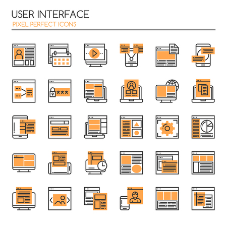 User Interface. Thin Line and Pixel Perfect Iconsのイラスト素材