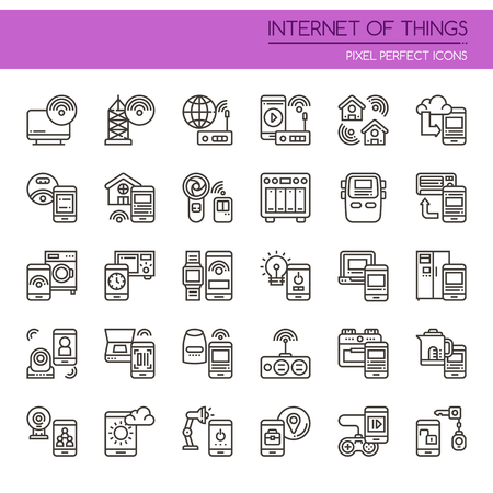 Internet Of Things , Thin Line and Pixel Perfect Iconsのイラスト素材