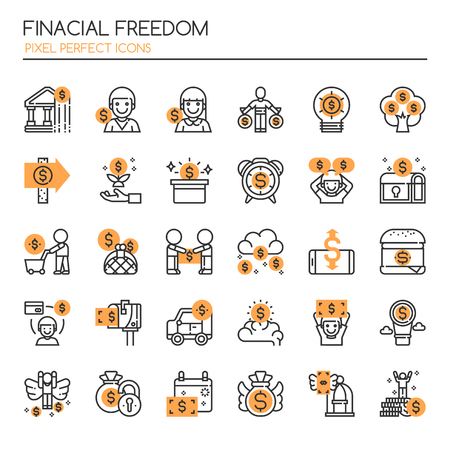 Financial Freedom , Thin Line and Pixel Perfect Iconsのイラスト素材