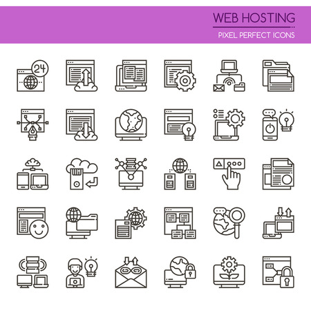Web Hosting , Thin Line and Pixel Perfect Iconsのイラスト素材