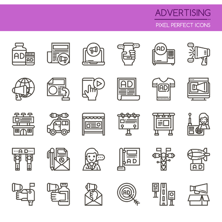 Advertising Elements , Thin Line and Pixel Perfect Iconsのイラスト素材