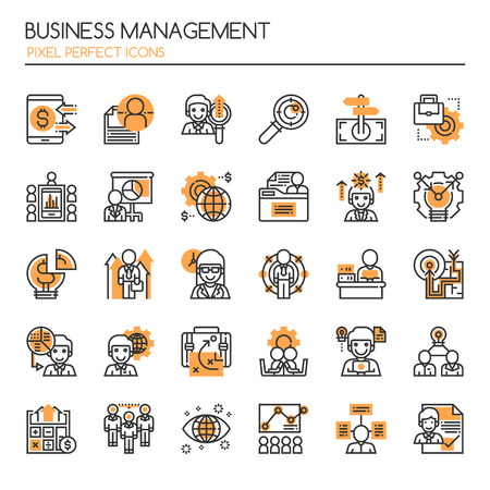Business Management Elements , Thin Line and Pixel Perfect Iconsのイラスト素材