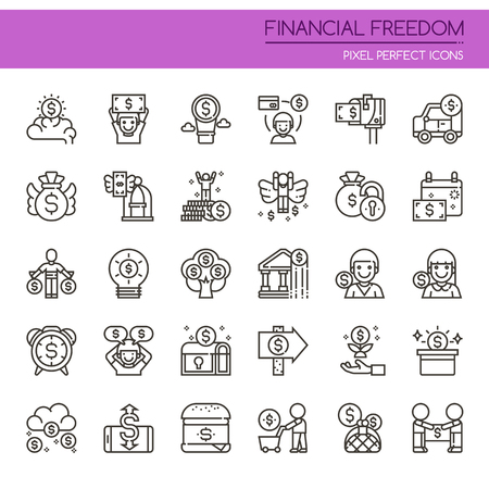 Financial Freedom , Thin Line and Pixel Perfect Iconsのイラスト素材